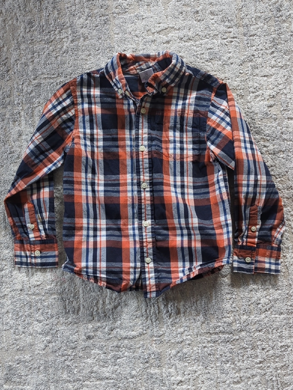 Gymboree Orange & Navy Plaid Button-Up Shirt Size 4T
